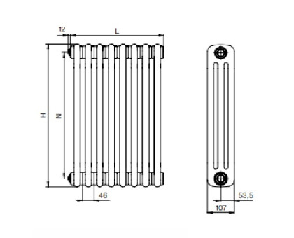 Стальной трубчатый радиатор RIFAR TUBOG TUB 3057-18-TI (Титан)