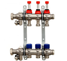 Коллекторная группа ELSEN, 1", 4 контура, размер отвода-3/4", с вентилями и расходомерами, нержавеющая ста