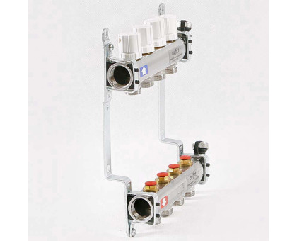 Коллекторная группа из нержавеющей стали с регулировочными и термостатическими вентилями UNI-FITT 1"x3/4"ЕК 4 выхода