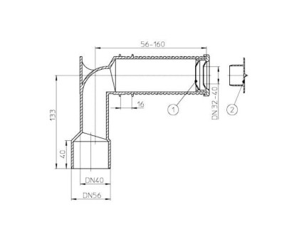 Сифонное колено Hutterer & Lechner для труб DN 32 и DN 40, DN 56