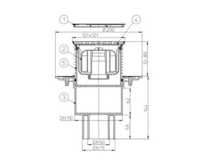 Трап Hutterer & Lechner с "сухим" сифоном, с решеткой HL3123, Клик-Клак, с вертикальным выпуском, DN 50/75