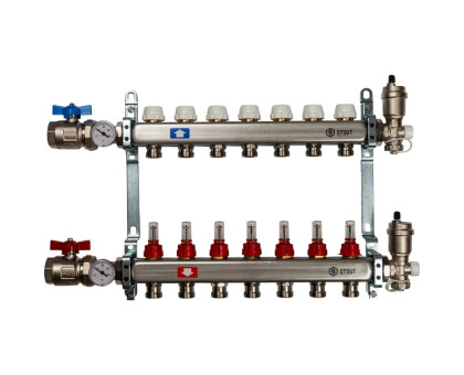 Коллектор из нержавеющей стали Stout в сборе с расходомерами 7 вых. (SMS-0907-000007)